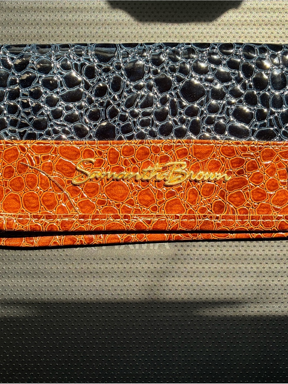 Samantha Brown Glossy Navy Croc-Embossed Travel Wallet